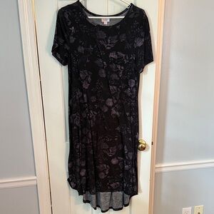 LuLaRoe Black and Purple Floral High Low Dress